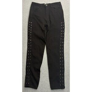 Women’s Mono B Lace Up Side Pants Black Size 7 Stretch Skinny Leggings
